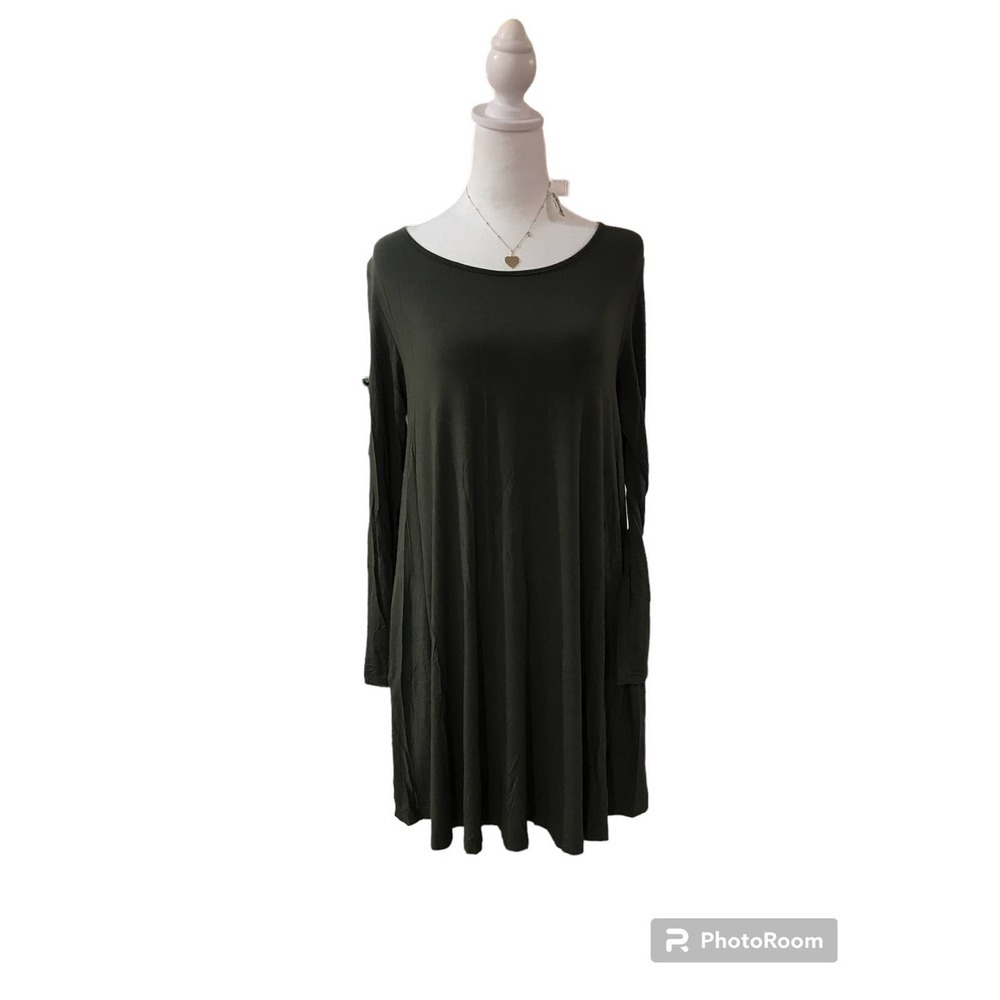 Piko Olive Women's Small Green  Pocket Shirt‎ Tunic  Dress